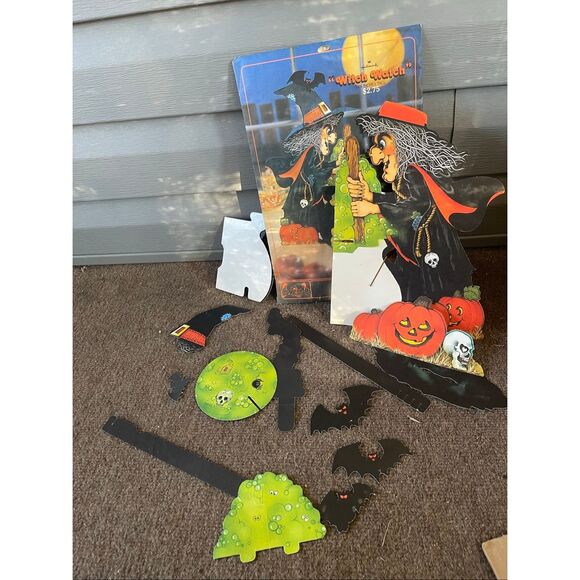 Vintage Hallmark Honeycomb Centerpiece Lot CAT WITCH SCARECROW TURKEY - Picture 10 of 11